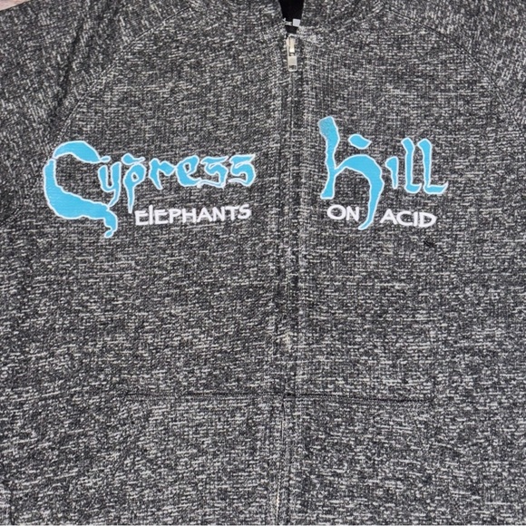 Cypress Hill Hoodie, Elephants On Acid Hooded Sweatshirt Gray Full Zip Sz Medium - Picture 2 of 8